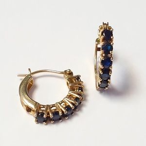10k yellow gold sapphire hoop earring